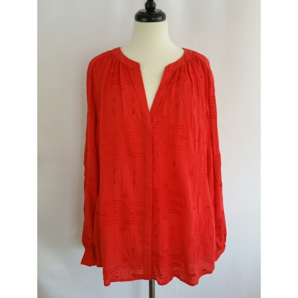 Cynthia Rowley Tops - Cynthia Rowley Size 1X Red Button Down Shirt Top